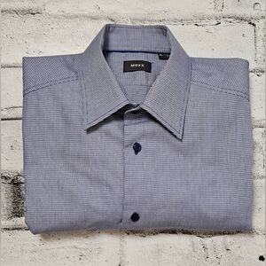 Mexx Blue and White Micro-Patterned Dress Shirt